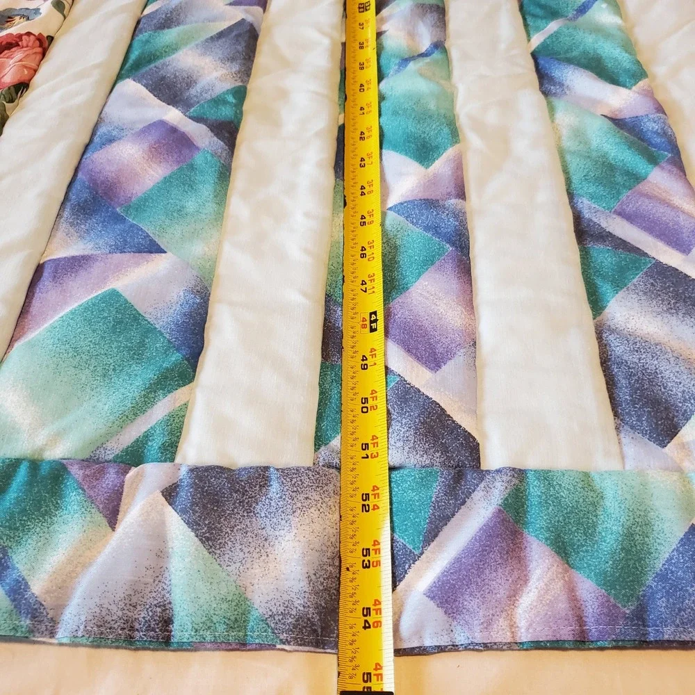 Project Linus Handmade Quilted Blanket Floral Geometric Teal Purple 45x55